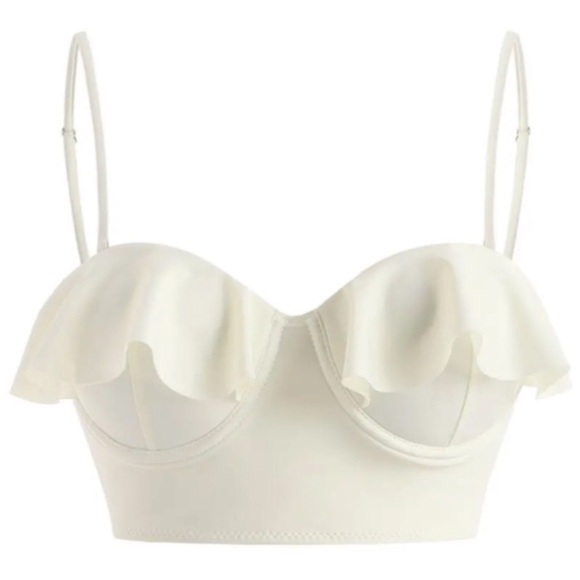 Push-Up Ruffled Tankini Set – Black & Ivory, Sweetheart Neckline, High-Waisted S - Picture 10 of 16